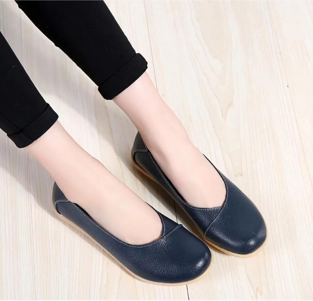 Women's Leather Shoes Loafers Slip-Ons Flats Casual Walking Driving