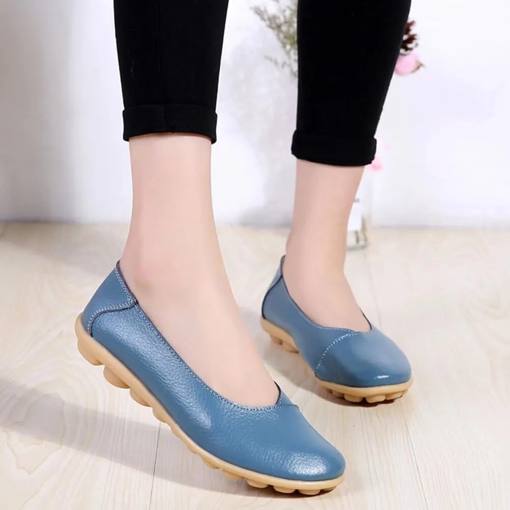 Women's Leather Shoes Loafers Slip-Ons Flats Casual Walking Driving