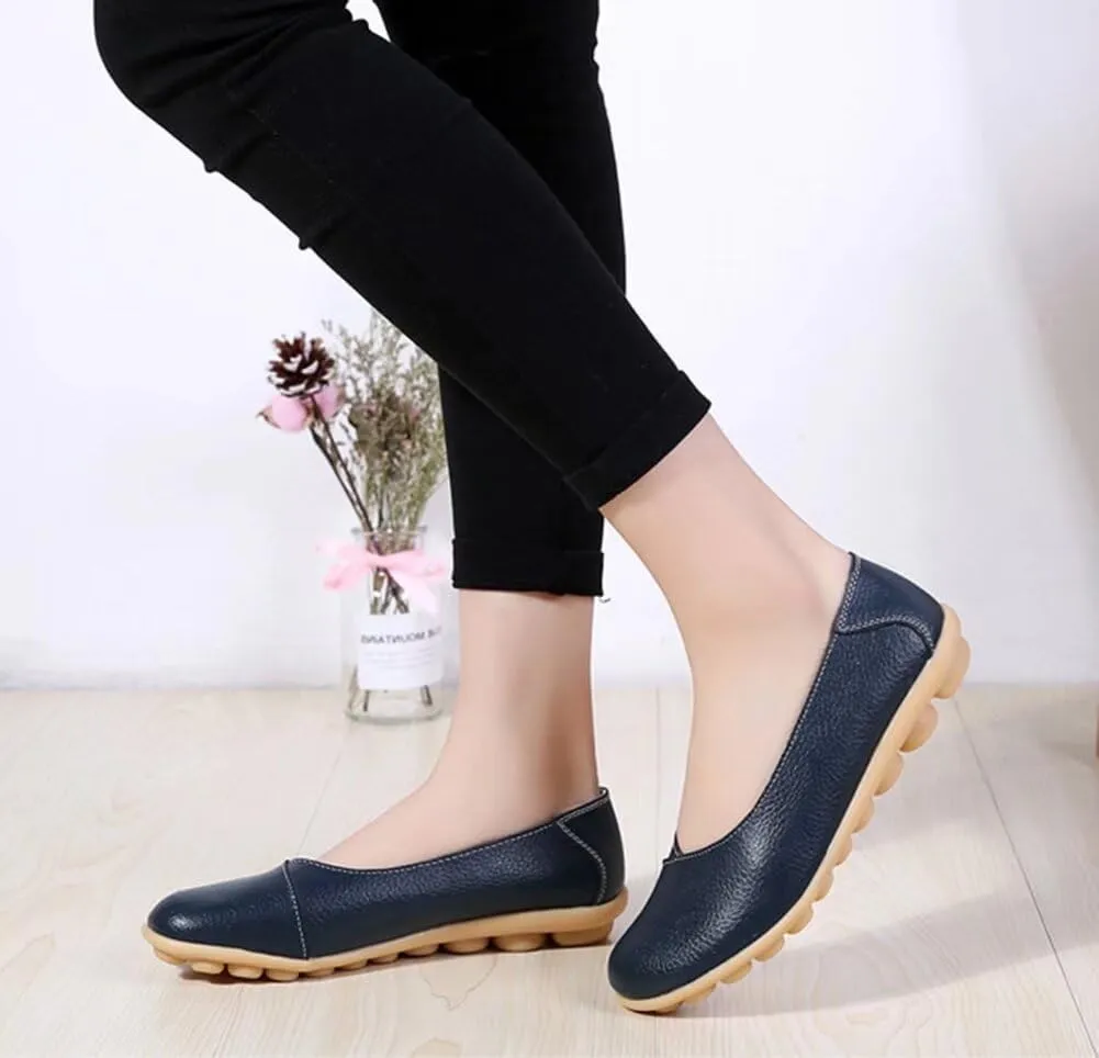 Women's Leather Shoes Loafers Slip-Ons Flats Casual Walking Driving