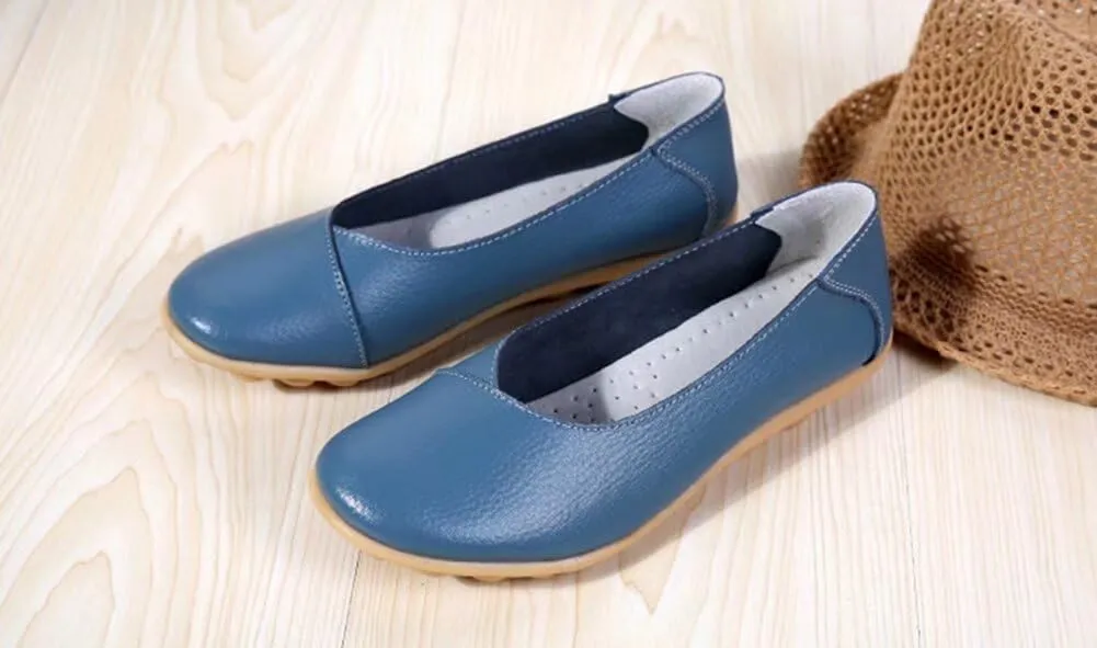 Women's Leather Shoes Loafers Slip-Ons Flats Casual Walking Driving