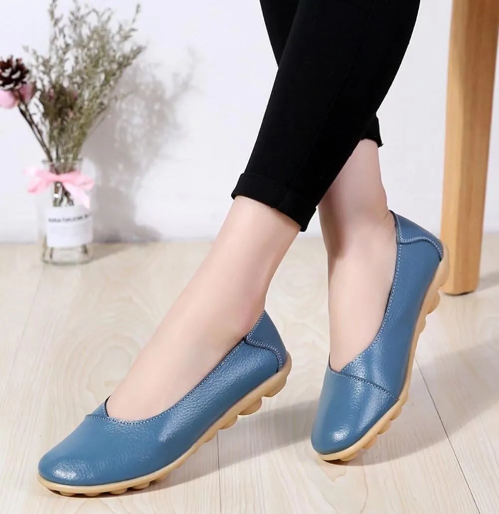Women's Leather Shoes Loafers Slip-Ons Flats Casual Walking Driving