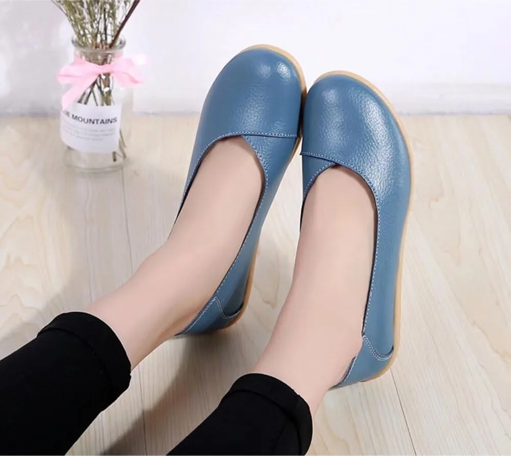 Women's Leather Shoes Loafers Slip-Ons Flats Casual Walking Driving