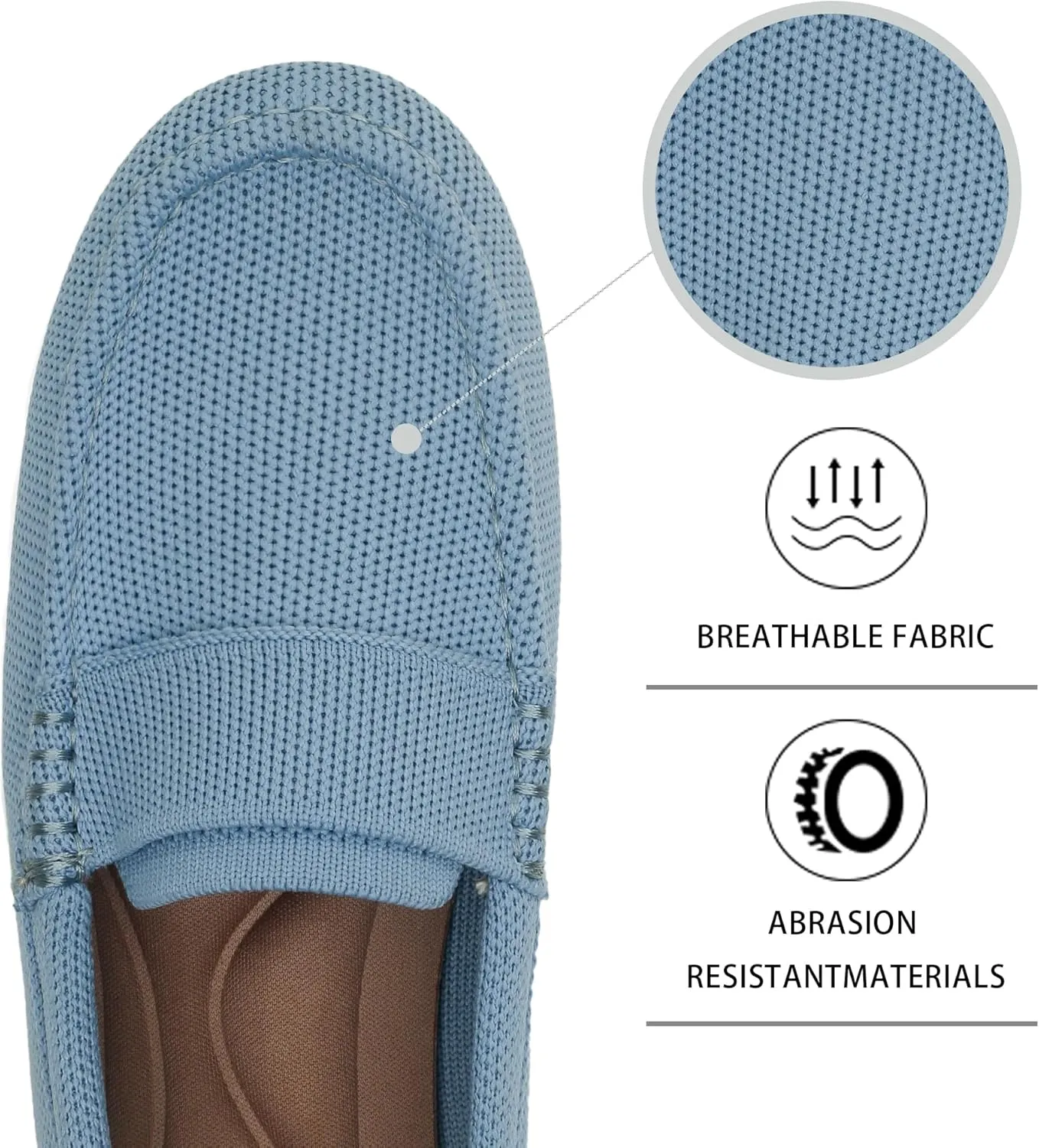 Women's Lightweight Knitted Loafers Casual Flat Shoes Comfortable Boat Shoes Flat Bottomed Breathable Shoes