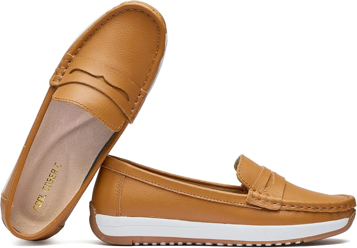 Women's Loafers Moccasin Casual Slip On Flat Shoes Comfortable Leather Driving Loafers Lightweight Nurse Work Shoes