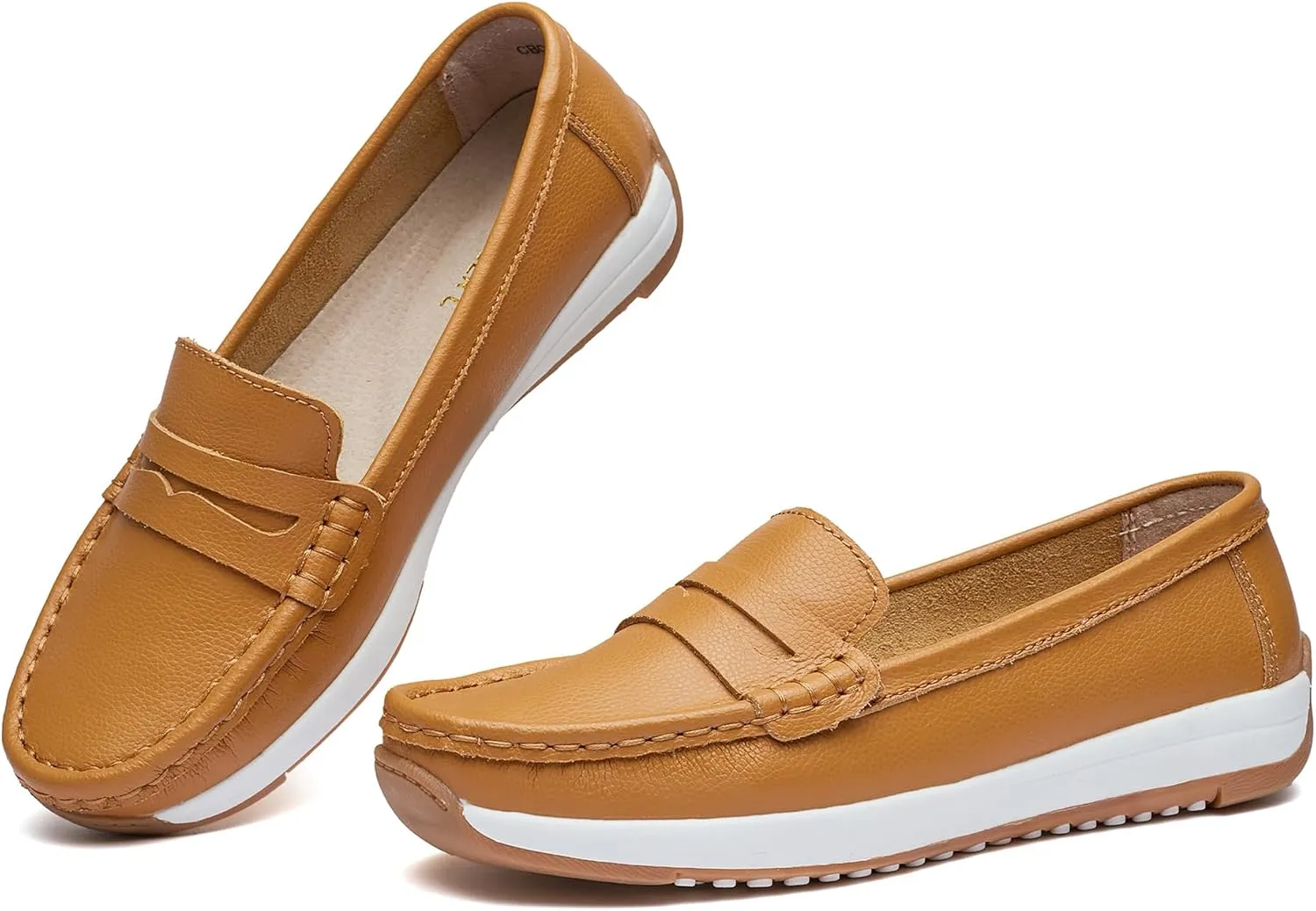 Women's Loafers Moccasin Casual Slip On Flat Shoes Comfortable Leather Driving Loafers Lightweight Nurse Work Shoes