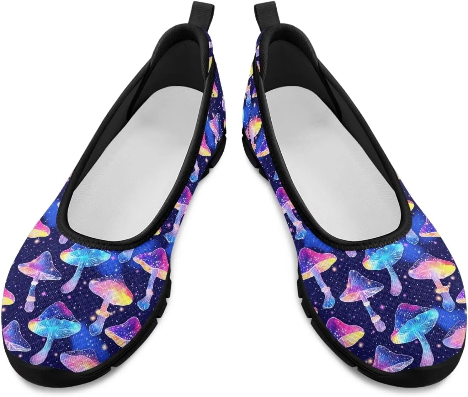 Womens Low Cut Shoes Casual Mesh Loafers Mushroom Tennis Sneakers Lightweight Slip On Fruit Print Breathable Shoe for Workout Walking