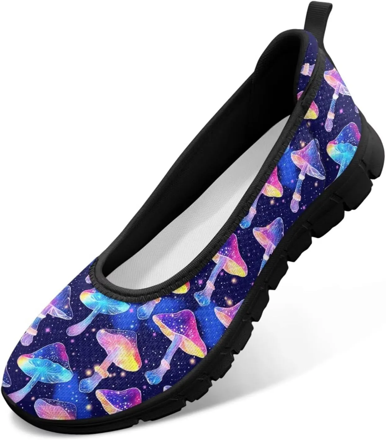 Womens Low Cut Shoes Casual Mesh Loafers Mushroom Tennis Sneakers Lightweight Slip On Fruit Print Breathable Shoe for Workout Walking