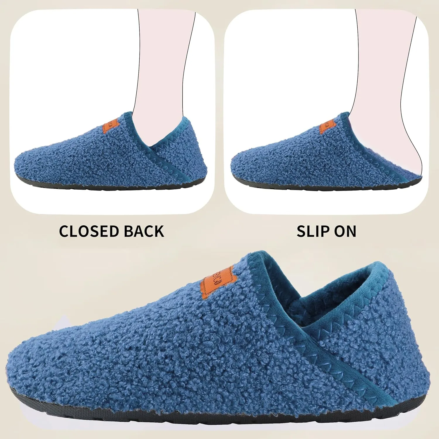 Women's Men's Fuzzy Fur Slippers Casual House Shoes Non Slip Barefoot Slipper Socks Warm Closed Back Indoor Outdoor Shoes