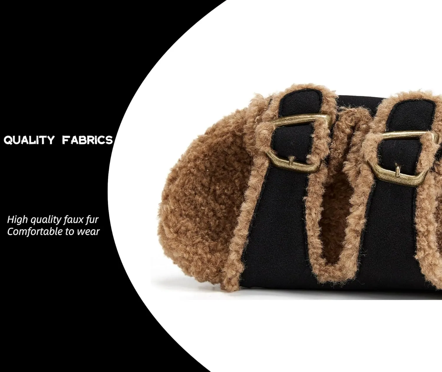 Womens Open Toe Slippers Fuzzy Warm Indoor House Winter Shoes Slippers for Womens Slide Sandals with Adjustable Buckles