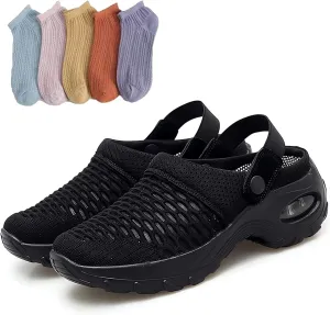 Women's Orthopedic Clogs with Air Cushion Support to Reduce Back and Knee Pressure, Air Cushion Orthopedic Slip on Arch Support Shoes Slip on Walking Sneaker