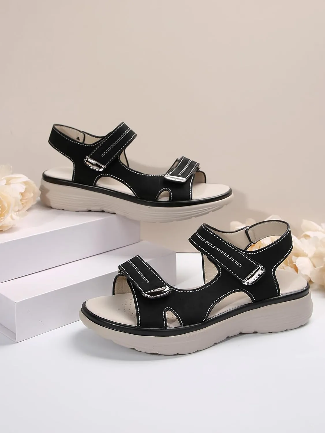 Women's Orthopedic Sport Sandals Shoes with Soft Cushion Foam Arch Support Casual Platform Shoes Dressy Back Strap