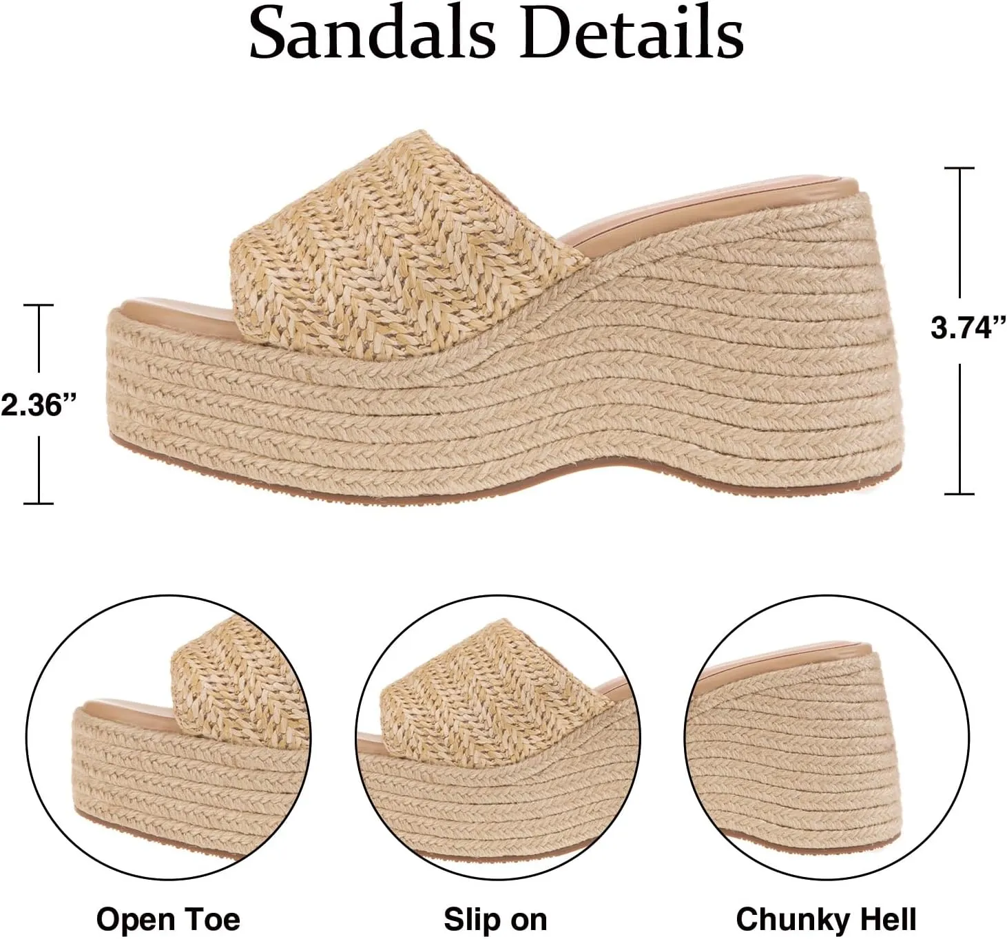 Women's Platform Wedge Espadrille Sandals wedge heel Sandals For Women Summer Beach