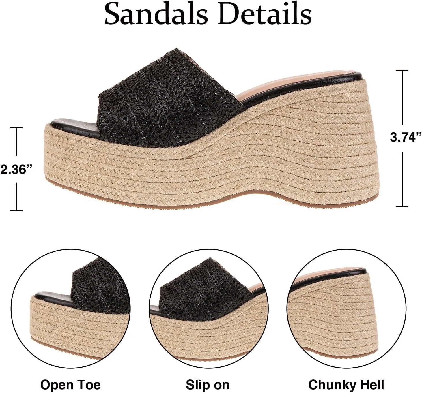 Women's Platform Wedge Espadrille Sandals wedge heel Sandals For Women Summer Beach