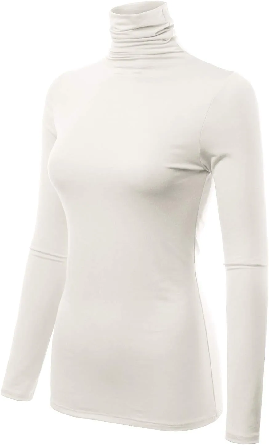 Womens Premium Long Sleeve Turtleneck Lightweight Pullover Top Sweater (S-3X, Made in USA)