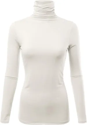 Womens Premium Long Sleeve Turtleneck Lightweight Pullover Top Sweater (S-3X, Made in USA)