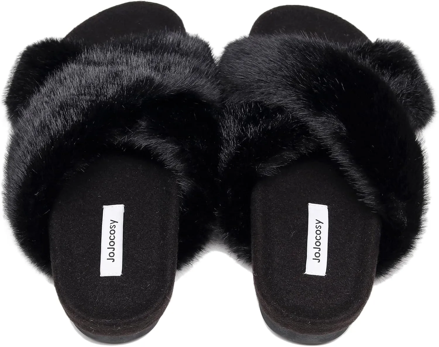 Women's Premium Rich Plush Warm Scuff Comfy EVA Footbed Breathable Cross Band Indoor Lady Platform Soles Slippers