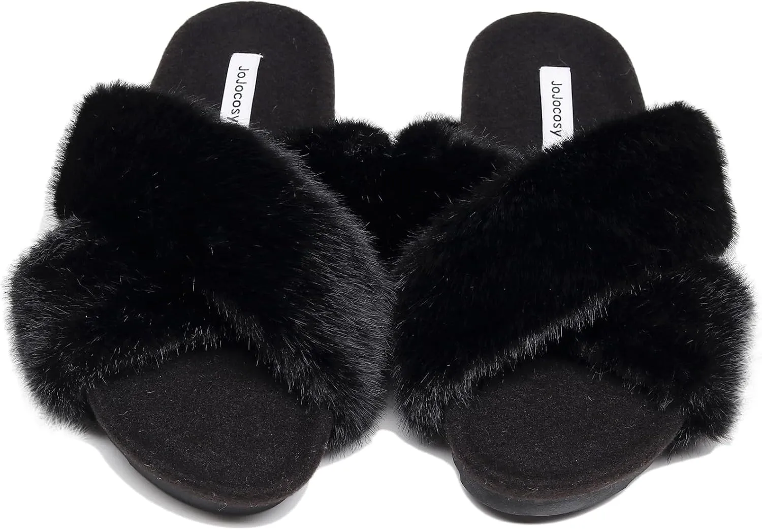 Women's Premium Rich Plush Warm Scuff Comfy EVA Footbed Breathable Cross Band Indoor Lady Platform Soles Slippers