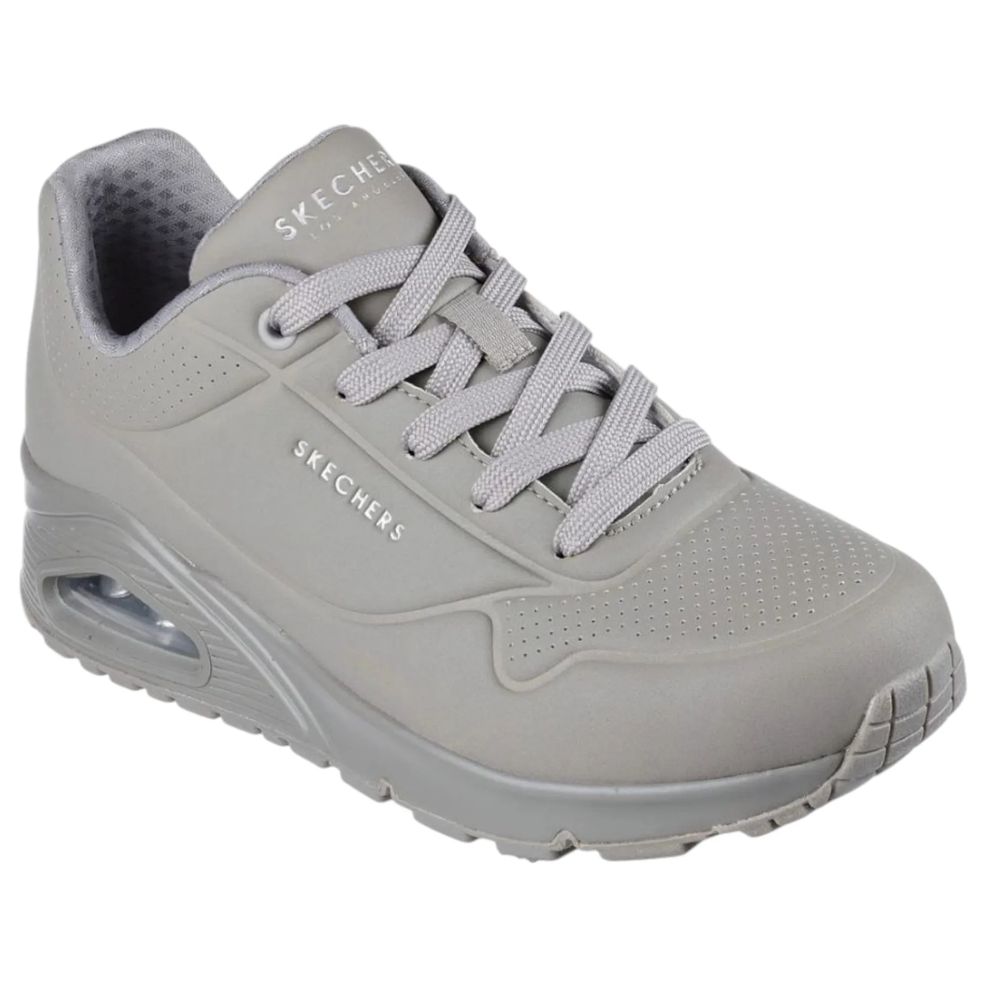 Womens Skechers Uno - Stand On Air Grey Lace Up Sneaker Shoes
