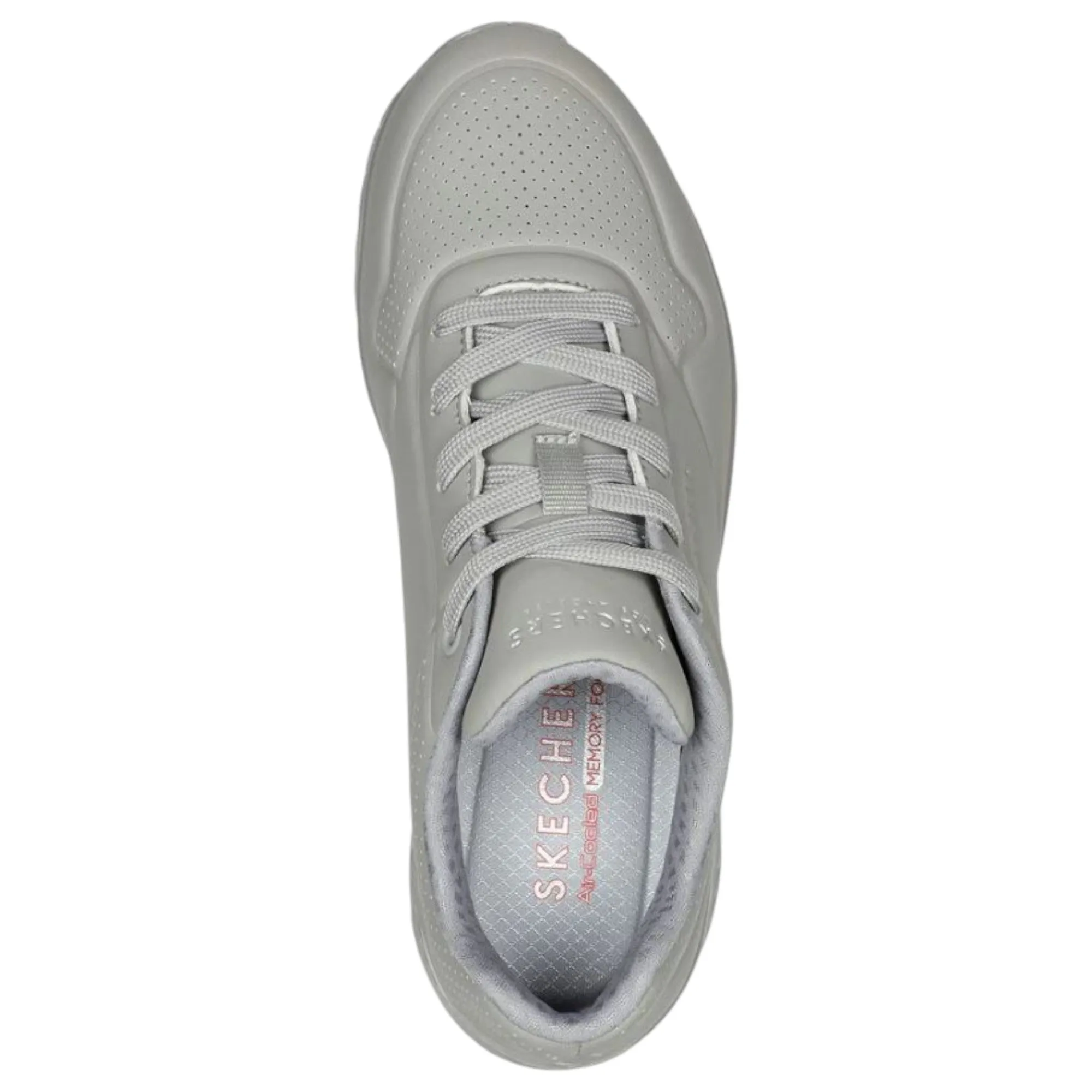 Womens Skechers Uno - Stand On Air Grey Lace Up Sneaker Shoes