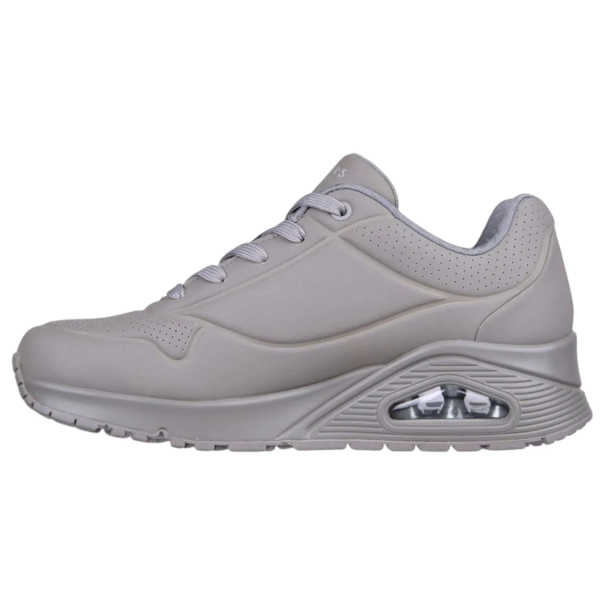 Womens Skechers Uno - Stand On Air Grey Lace Up Sneaker Shoes