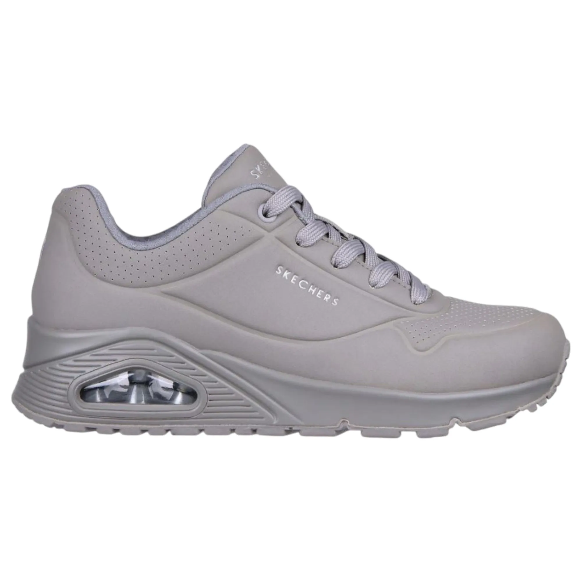 Womens Skechers Uno - Stand On Air Grey Lace Up Sneaker Shoes