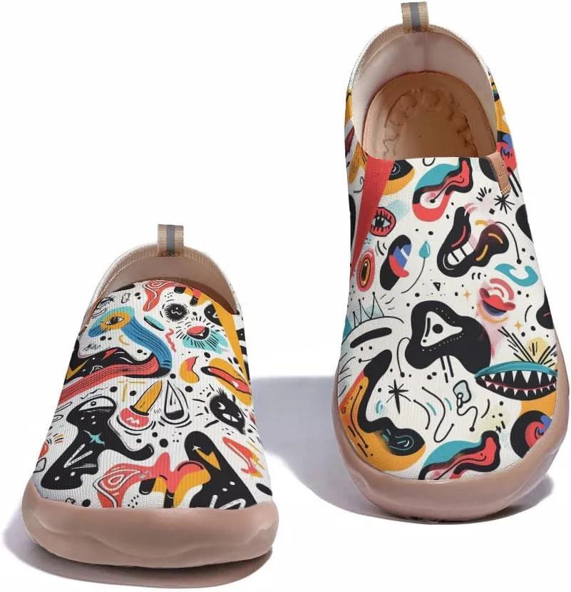 Women's Slip On Art Travel Shoes Lightweight Knit Sneaker Comfortable Walking Loafer Flat