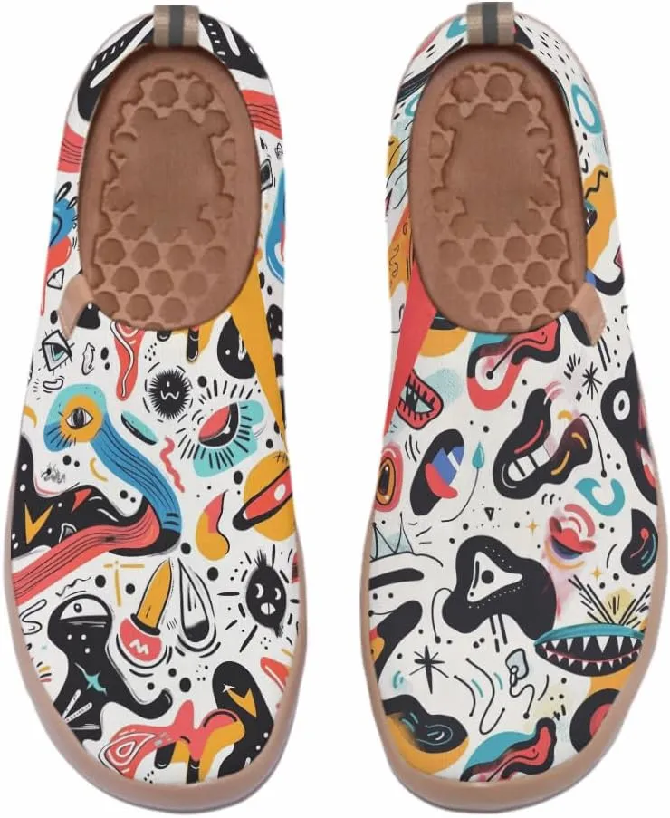 Women's Slip On Art Travel Shoes Lightweight Knit Sneaker Comfortable Walking Loafer Flat