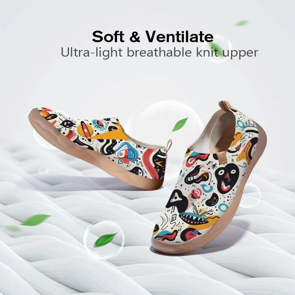 Women's Slip On Art Travel Shoes Lightweight Knit Sneaker Comfortable Walking Loafer Flat