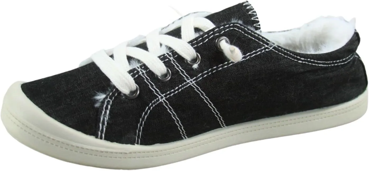 Women’s Slip-On Sneaker Fashion Low Top Casual Shoes Lace up Classic Walking Shoes