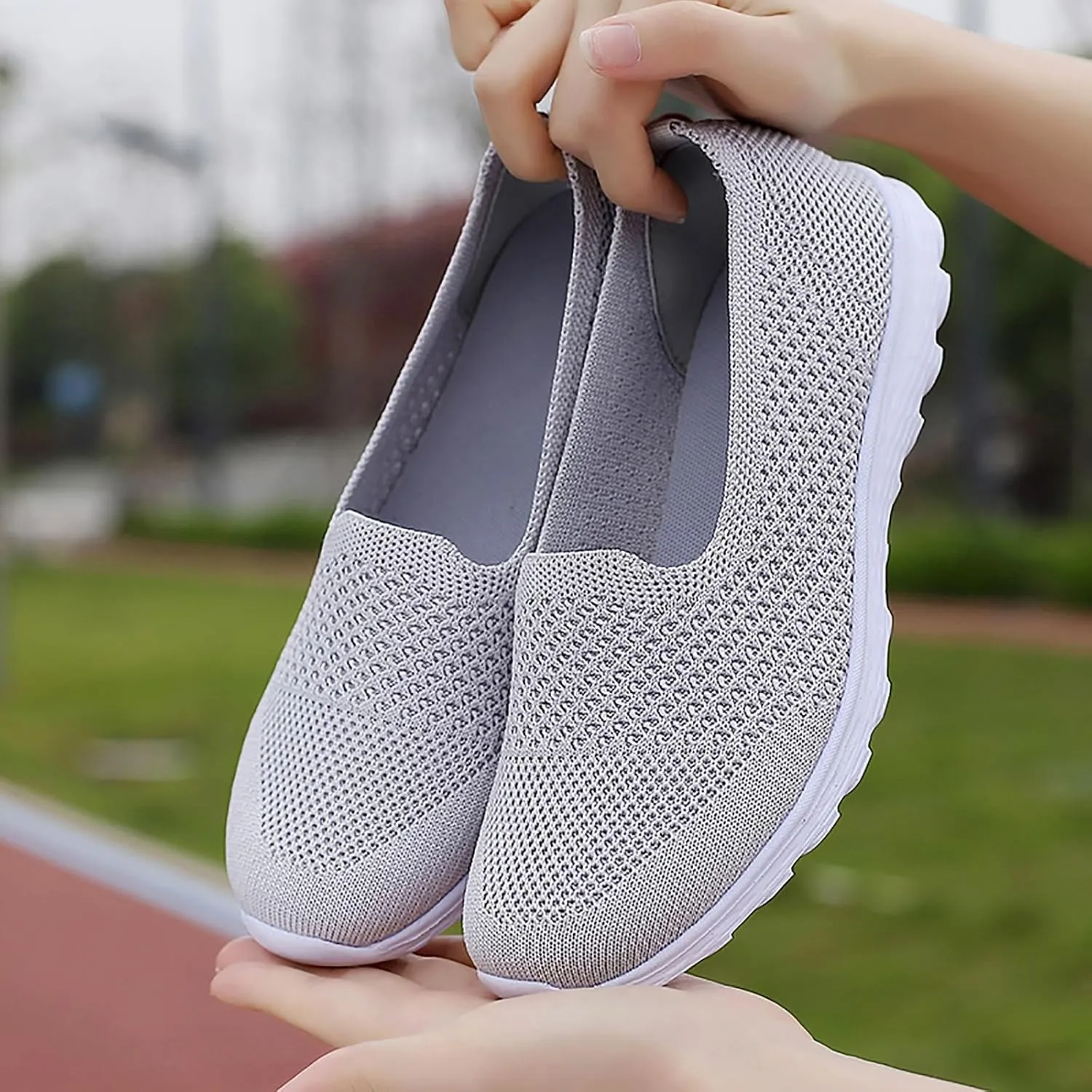 Women's Slip on Walking Knit Loafer Flat Sneaker for Women Lightweight Breathable Walking Shoes