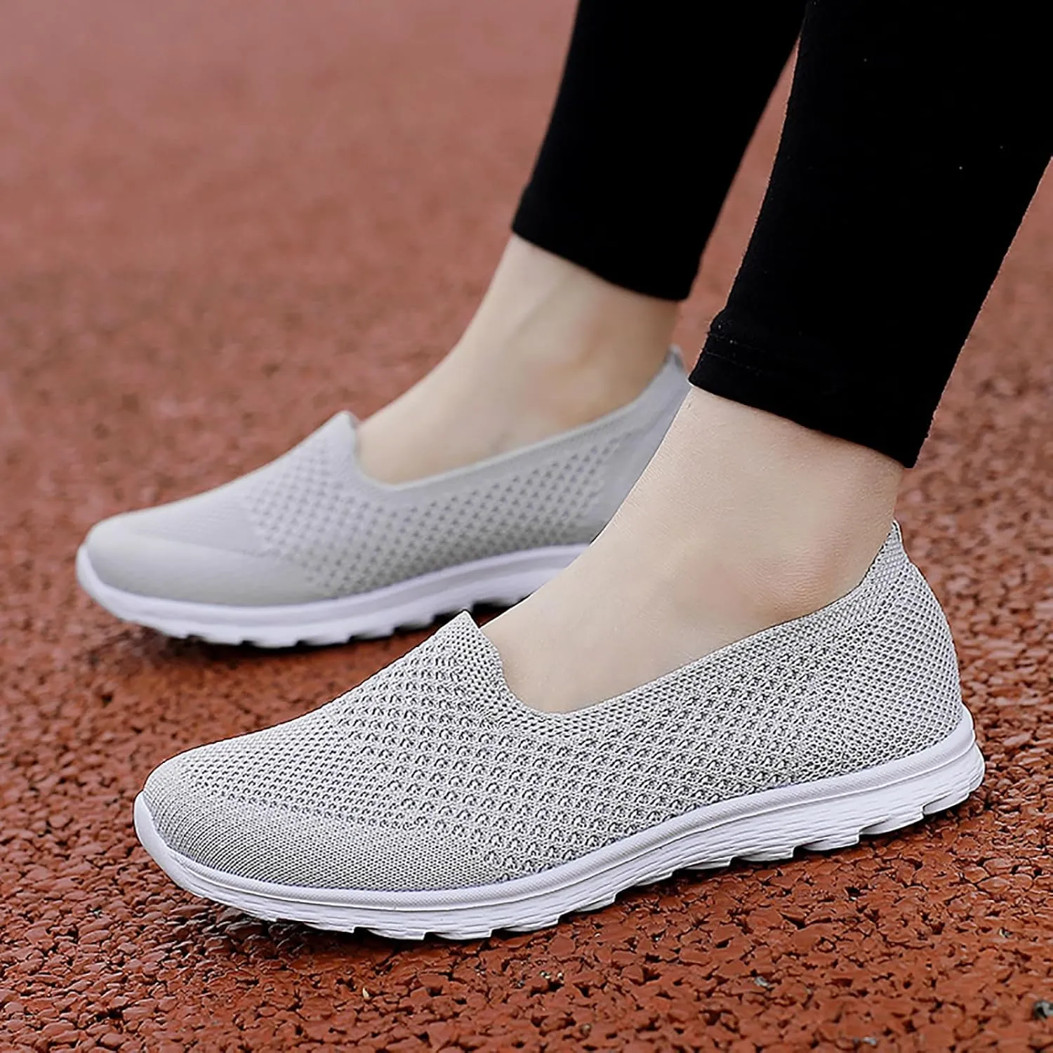 Women's Slip on Walking Knit Loafer Flat Sneaker for Women Lightweight Breathable Walking Shoes