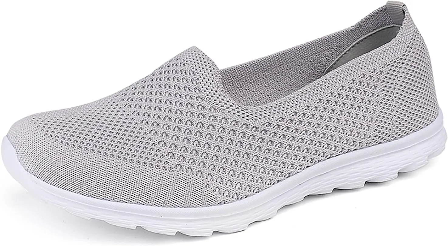 Women's Slip on Walking Knit Loafer Flat Sneaker for Women Lightweight Breathable Walking Shoes