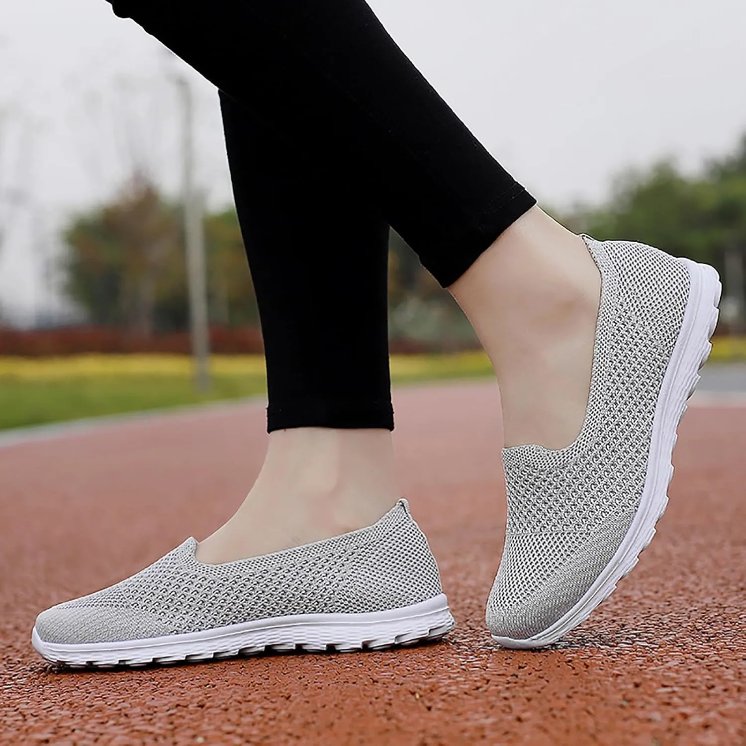 Women's Slip on Walking Knit Loafer Flat Sneaker for Women Lightweight Breathable Walking Shoes