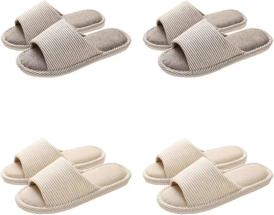 Womens Slipper House Slippers Men,4 Pairs Spa Slippers, Non Slip Disposable Slippers for Guest Washable Guest Slippers Travel Slippers Slide Slipper Bride Slippers with 4 Different Sizes