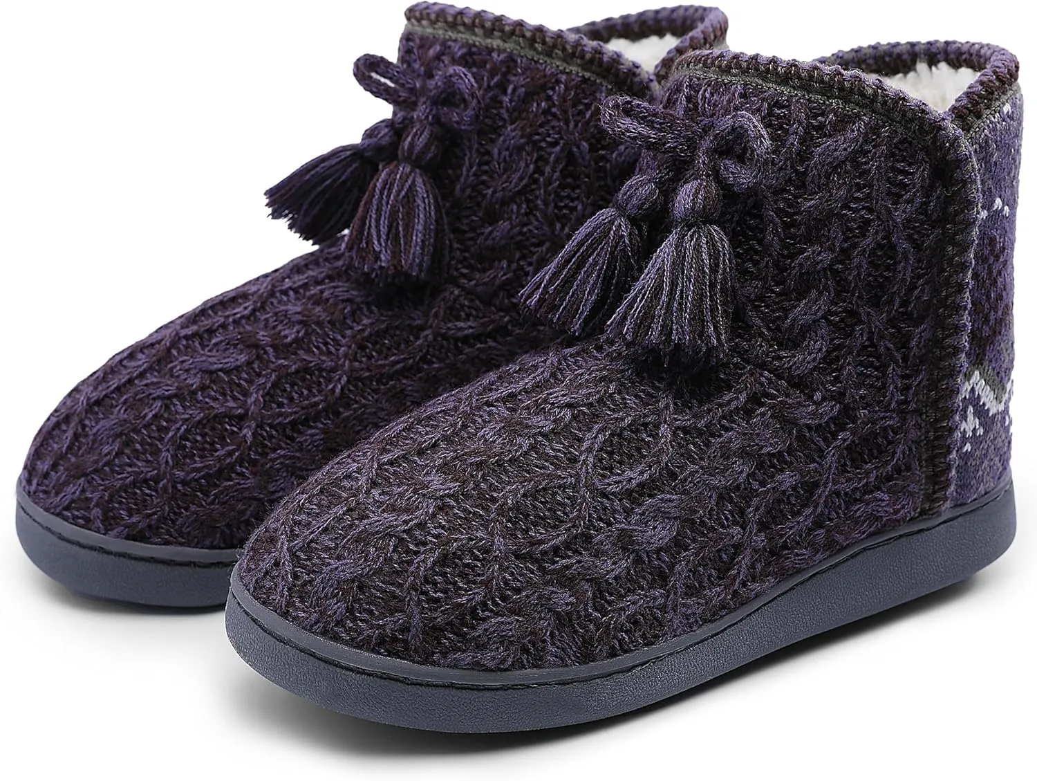 Womens Slippers Winter Warm House Shoes Knitted Fleece Faux Fur Lining Bootie slipper