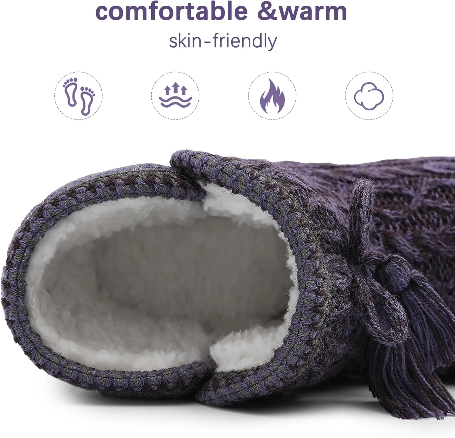 Womens Slippers Winter Warm House Shoes Knitted Fleece Faux Fur Lining Bootie slipper