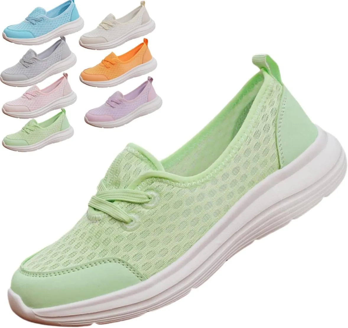 Women's Soft Sole Mesh Comfort Orthopedic Shoes,Lightweight Arch Support Walk Shoes,Slip On Flat Low Top Casual Sneaker