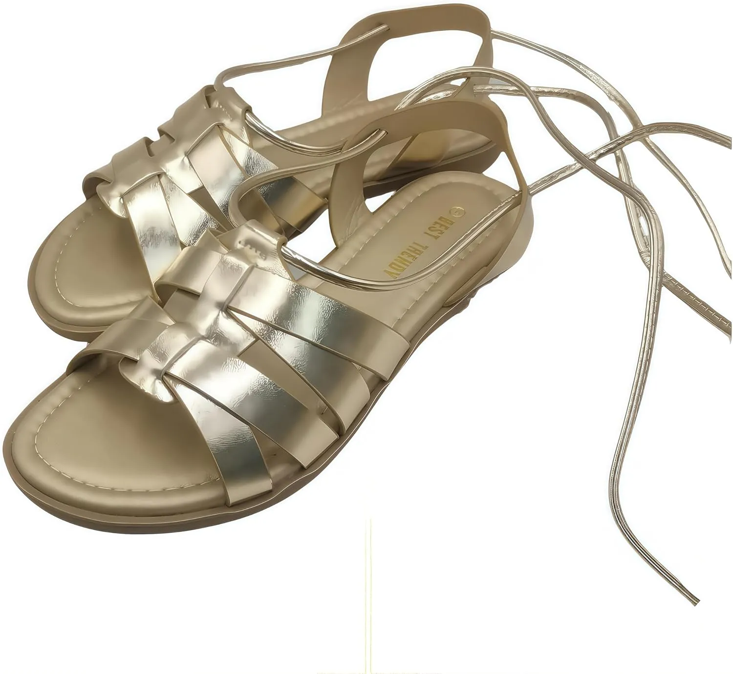 Women's Strappy Sandals Lace Up Flats Tie Up Open Toe Ankle Strap Shoes