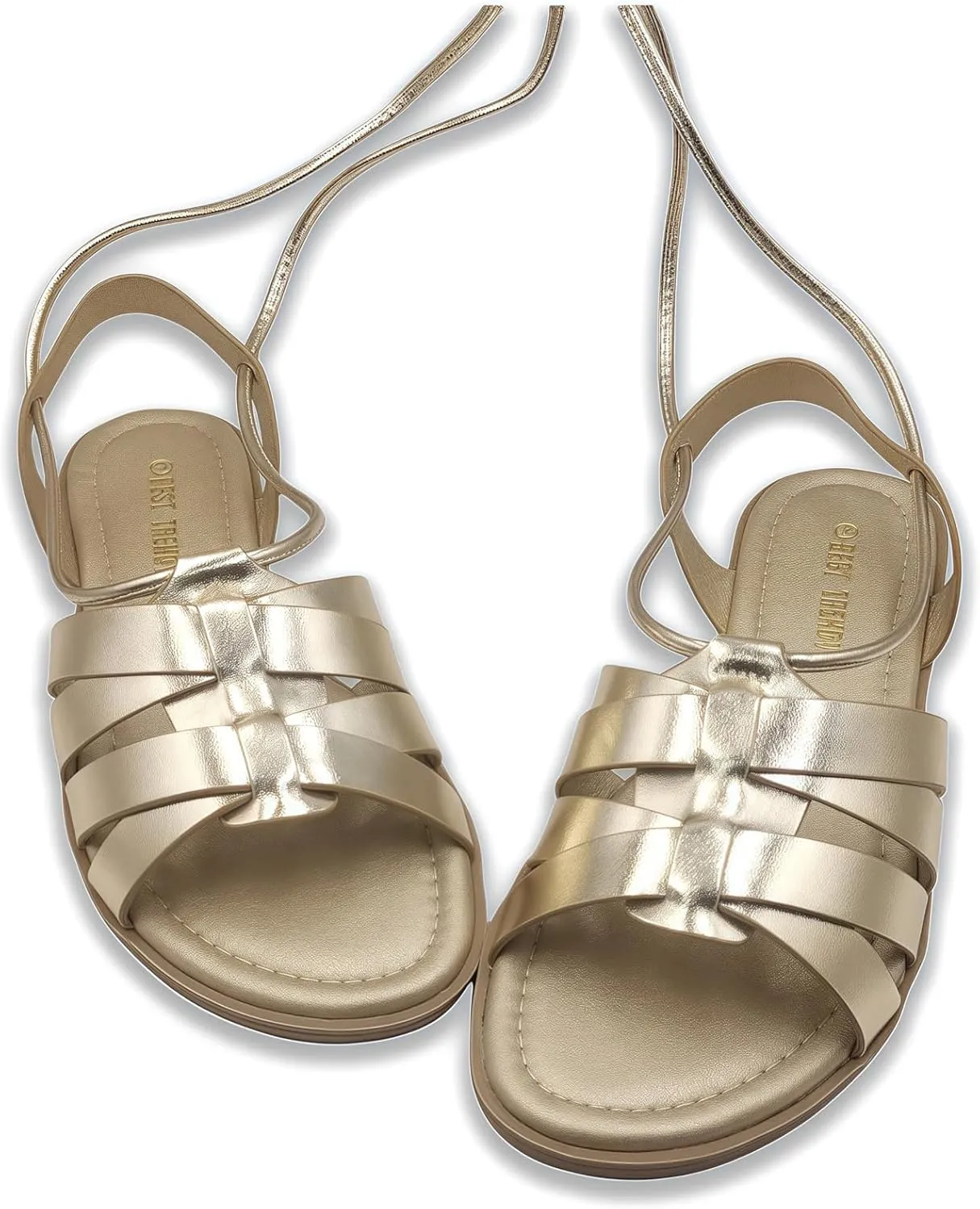 Women's Strappy Sandals Lace Up Flats Tie Up Open Toe Ankle Strap Shoes