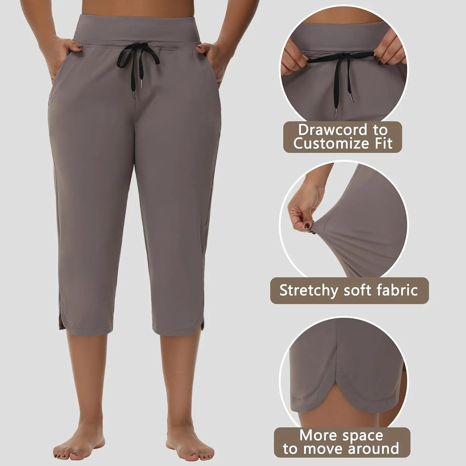 Women's Swim Capris Long Shorts Quick Dry UPF 50  Lightweight 2025 Swimming Pants with Zipper Pockets
