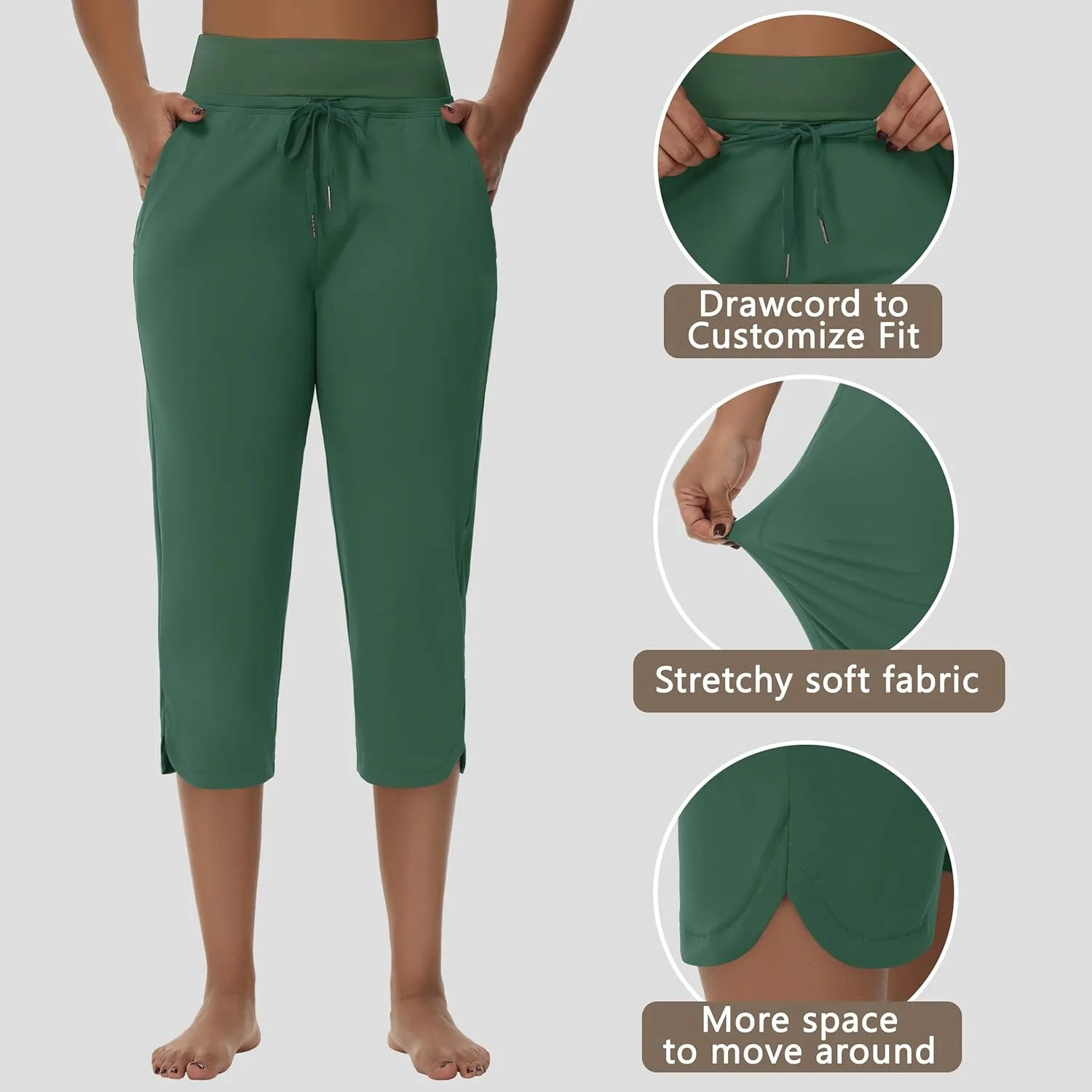 Women's Swim Capris Long Shorts Quick Dry UPF 50  Lightweight 2025 Swimming Pants with Zipper Pockets