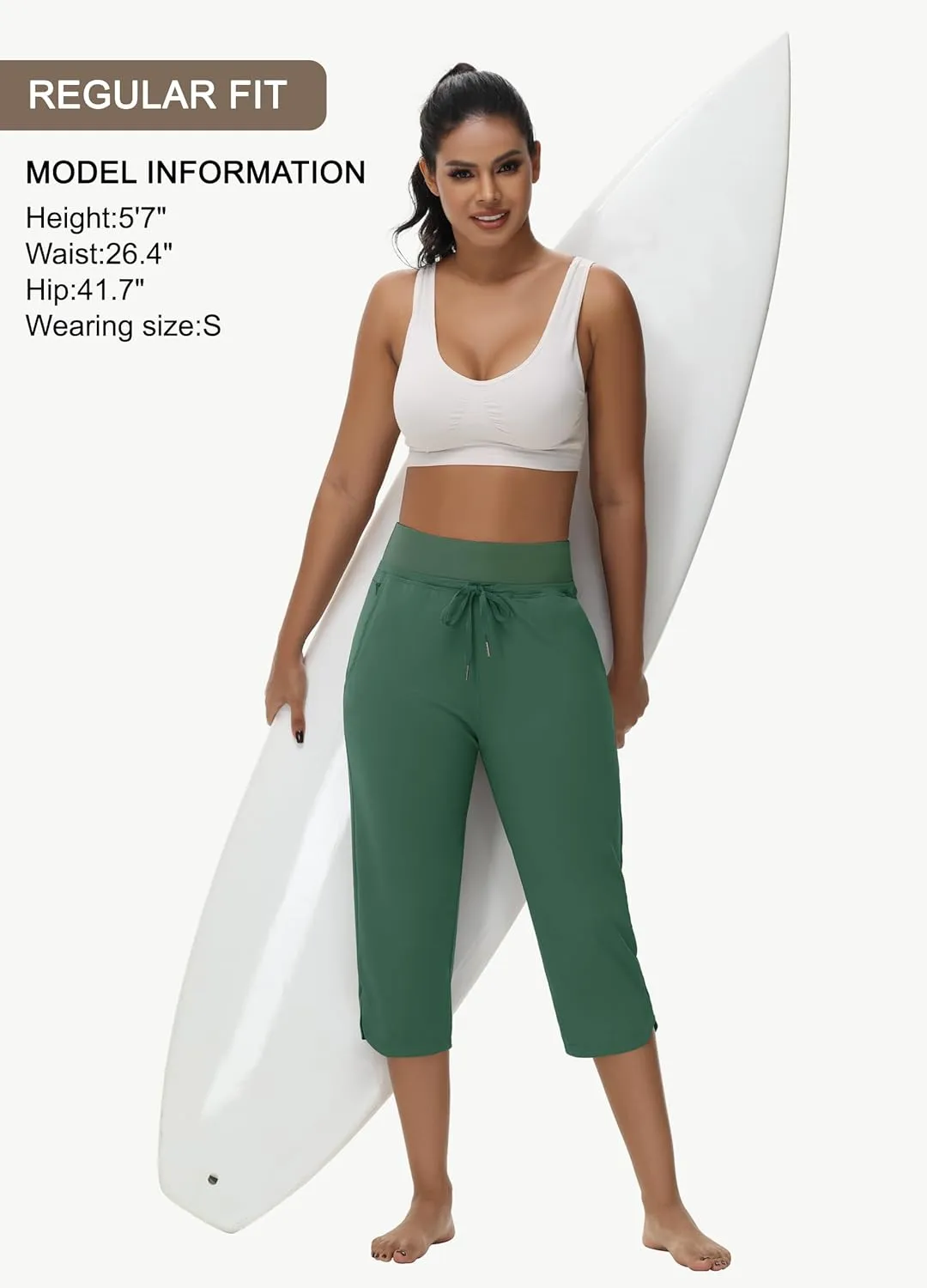 Women's Swim Capris Long Shorts Quick Dry UPF 50  Lightweight 2025 Swimming Pants with Zipper Pockets