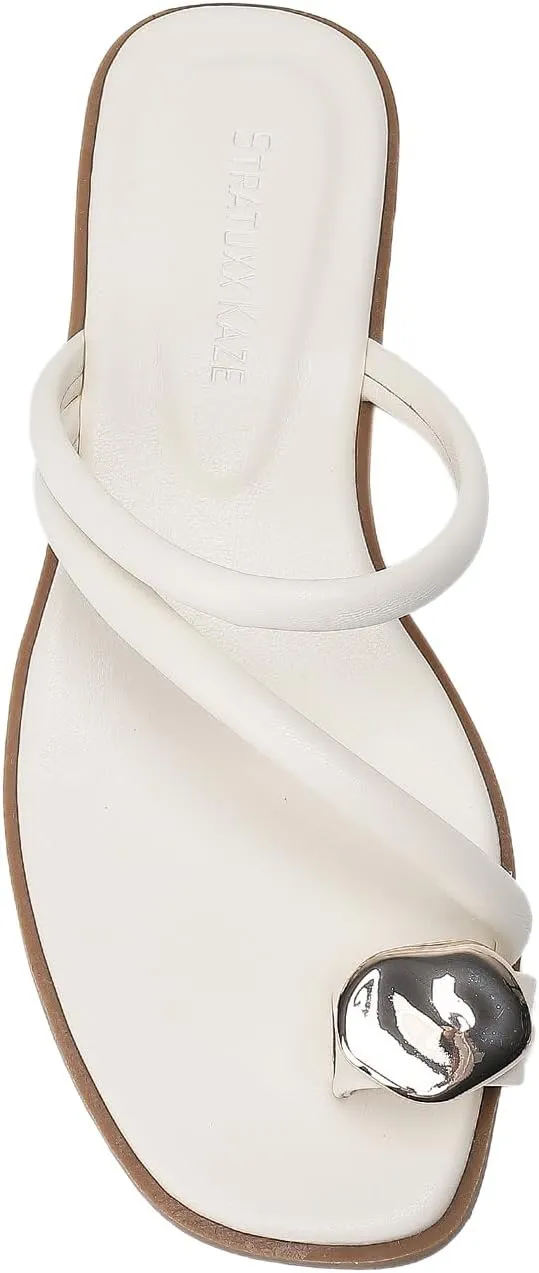 Women's Toe Ring Thong Sandals Open Toe Slide Flat Sandals Casual Summer Flip Flop Flat Sandals