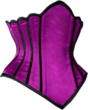 Women's Underbust Double Steel Boned Satin Waist Trainer Bustier Flat Front Corset