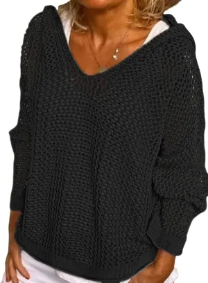 Women’s V-Neck Long Sleeve Sweaters, 2025 Spring Crochet Knit Sweaters for Women, Loose Fit Lightweight Blouse, Coral