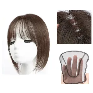 Women's Wig Bangs Wig Piece Full Real Human Hair Patch Fluffy Increase Hair Volume Fluffy Cover Gray Hair Women's Wigs Hair Piece(10-(13-12) 25CM-brown)