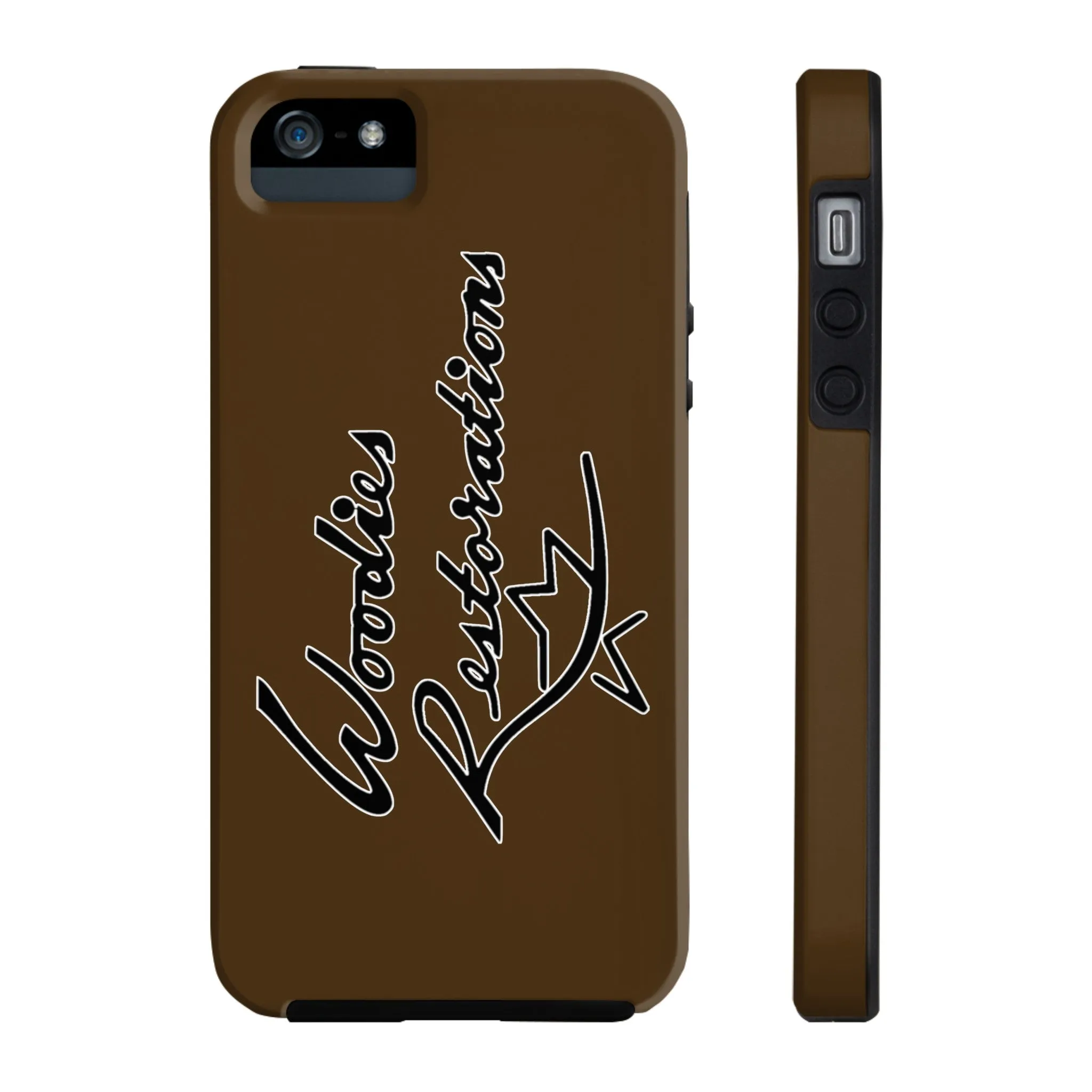 Woodies Restorations Logo in white outline All US Phone cases internal