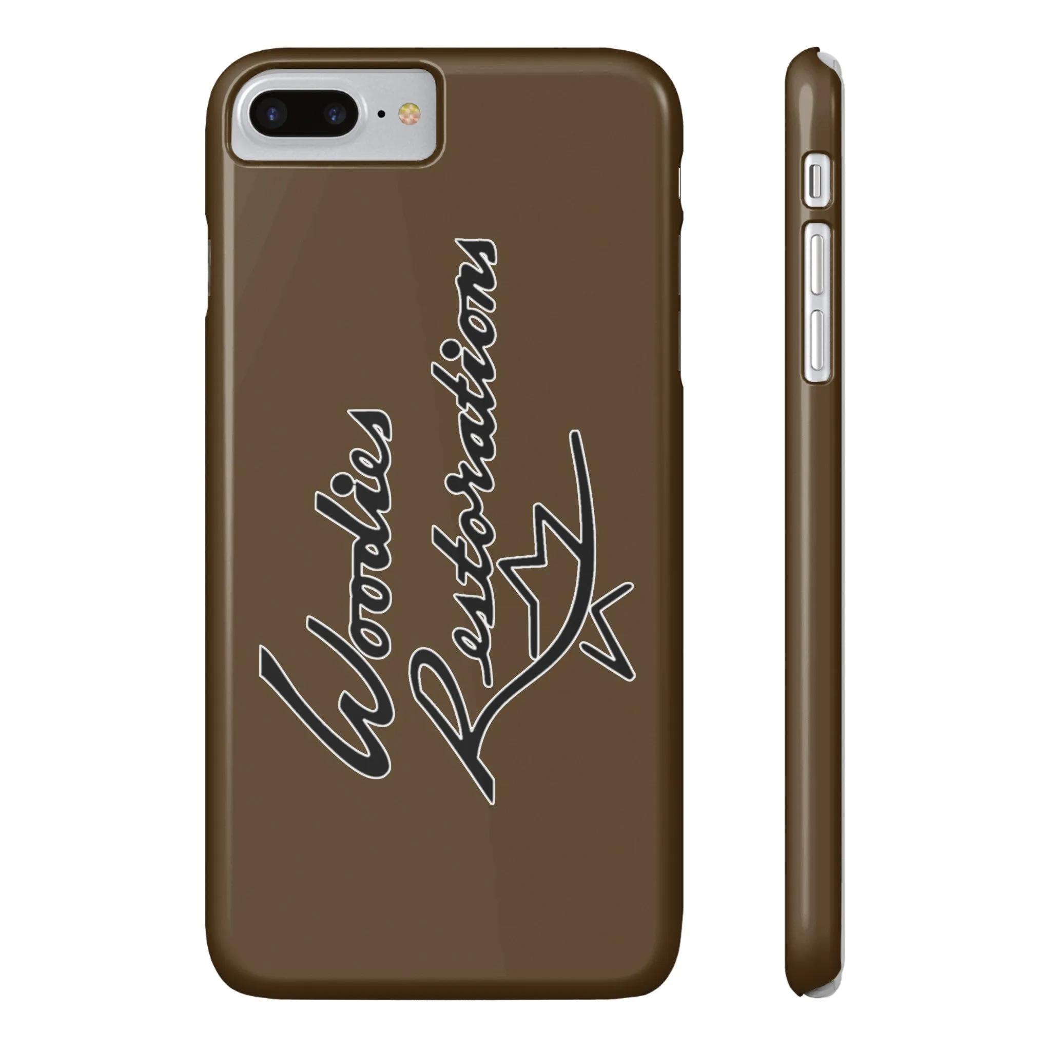 Woodies Restorations Logo in white outline All US Phone cases internal