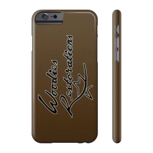 Woodies Restorations Logo in white outline All US Phone cases internal