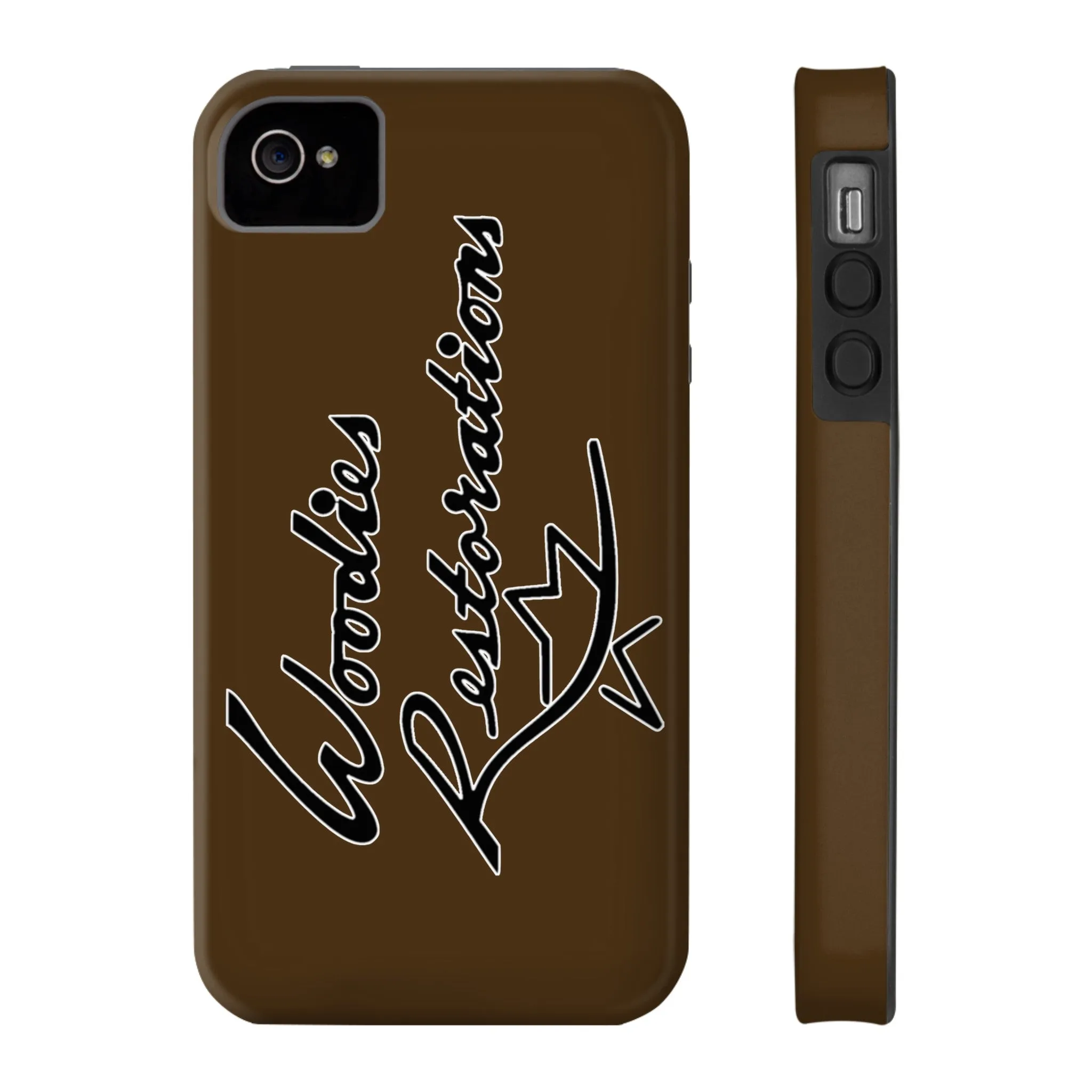 Woodies Restorations Logo in white outline All US Phone cases internal
